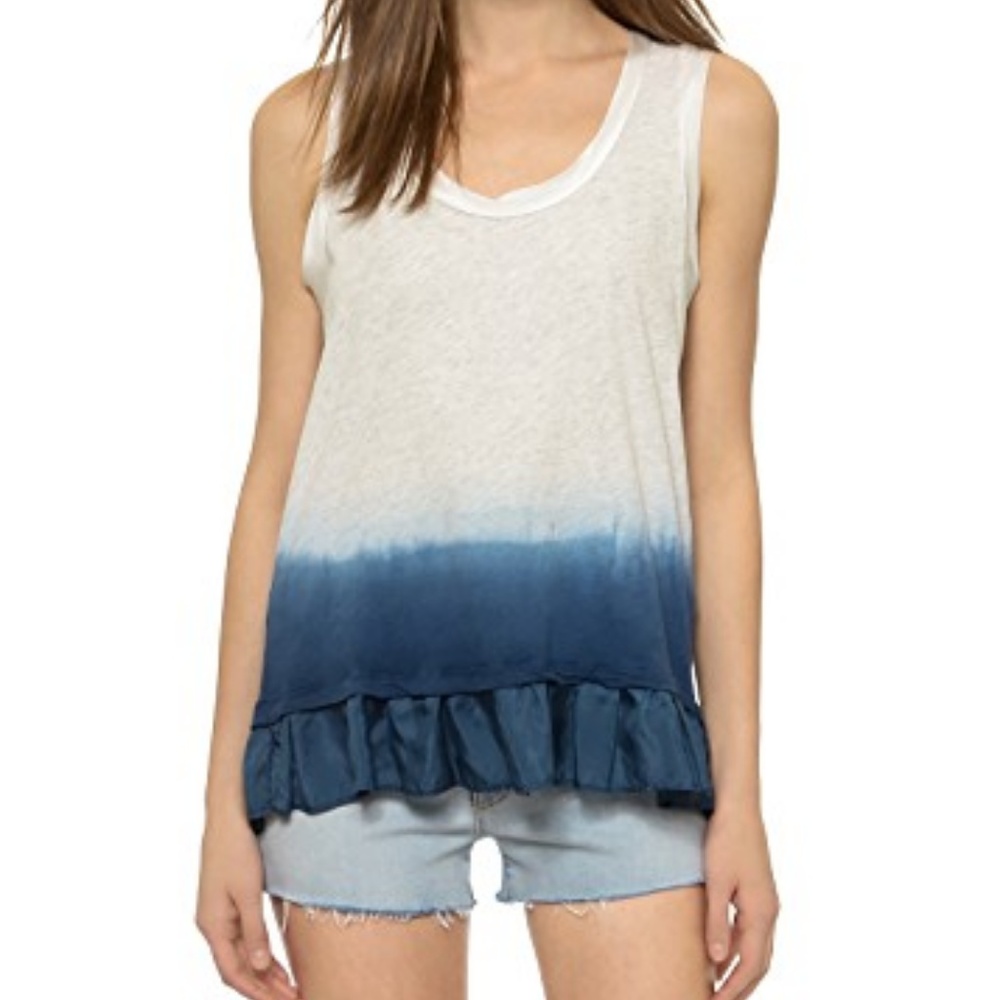 Clu Dip Dye Mesh Tank Top Gray White O/S